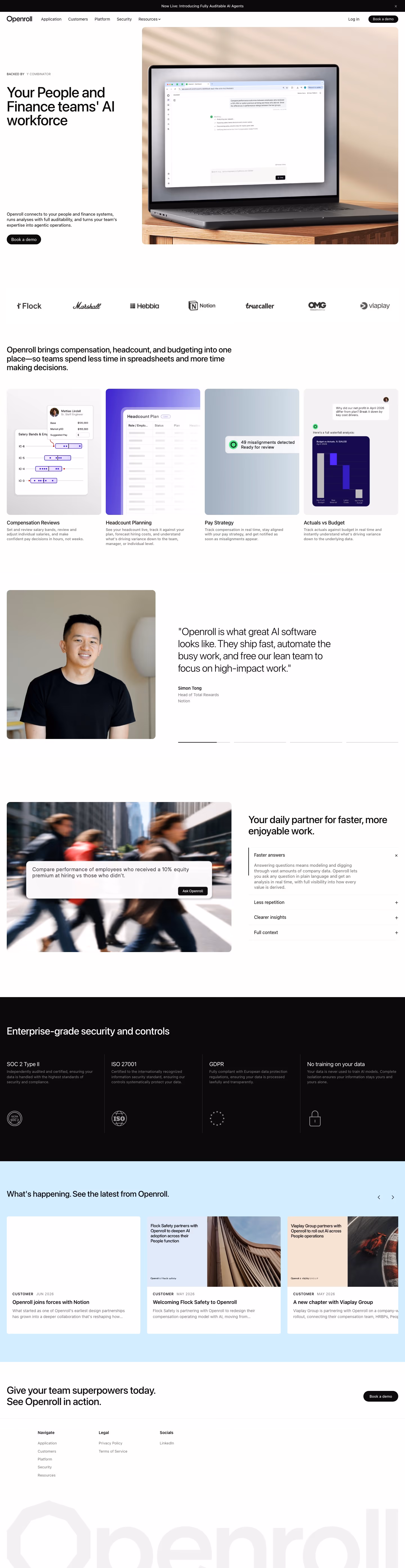 Openroll landing page design — HR