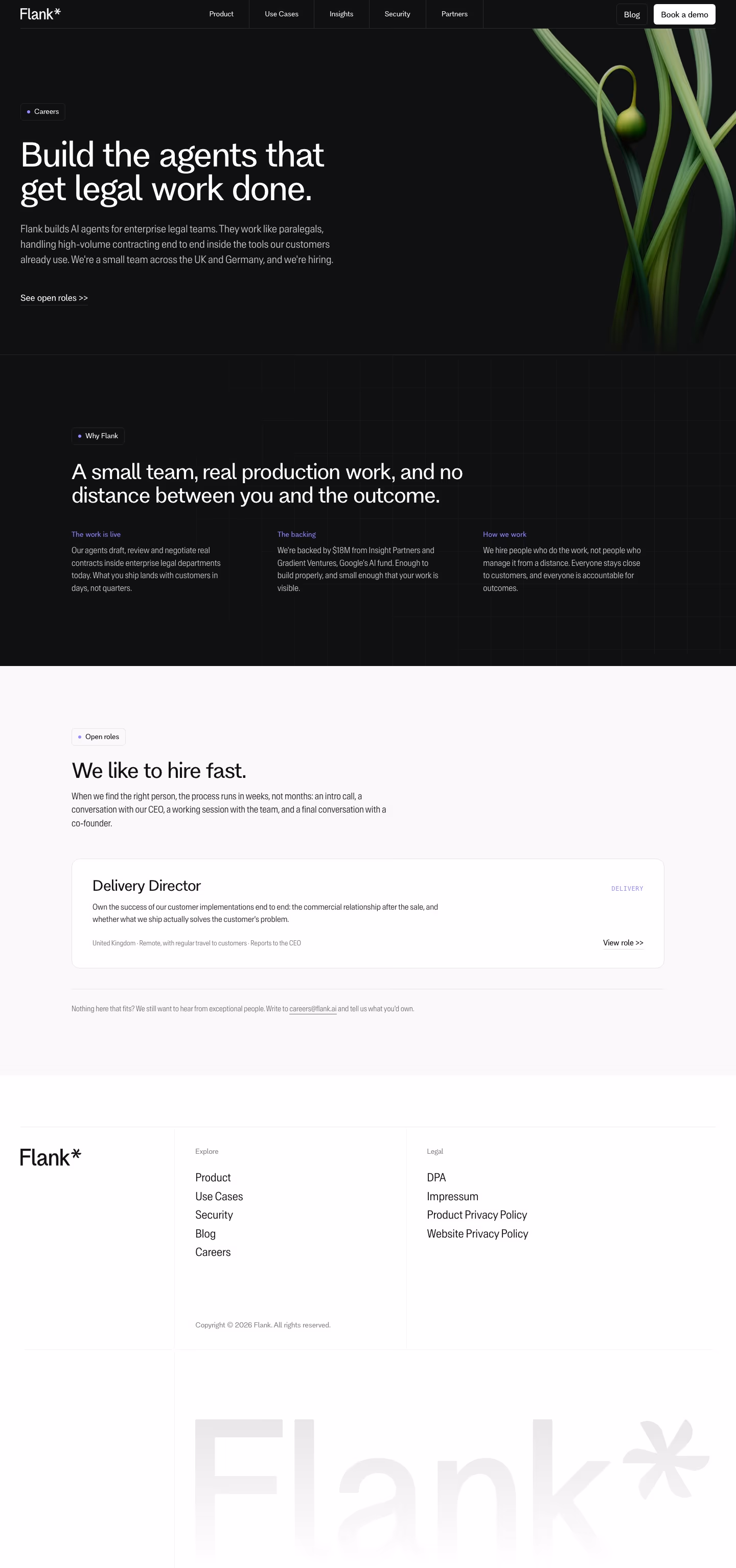 Flank Careers pages section design