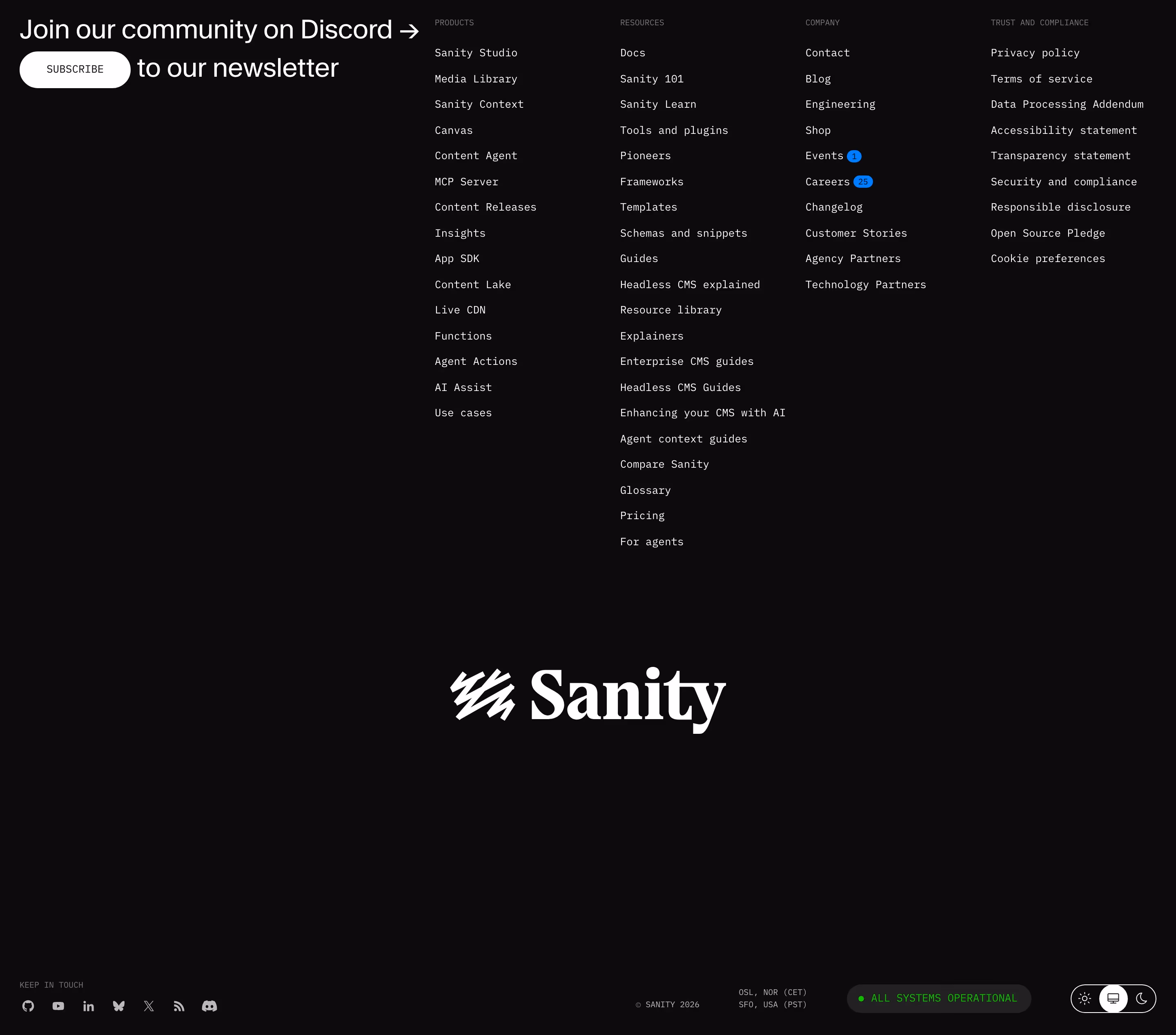Sanity Footers section design