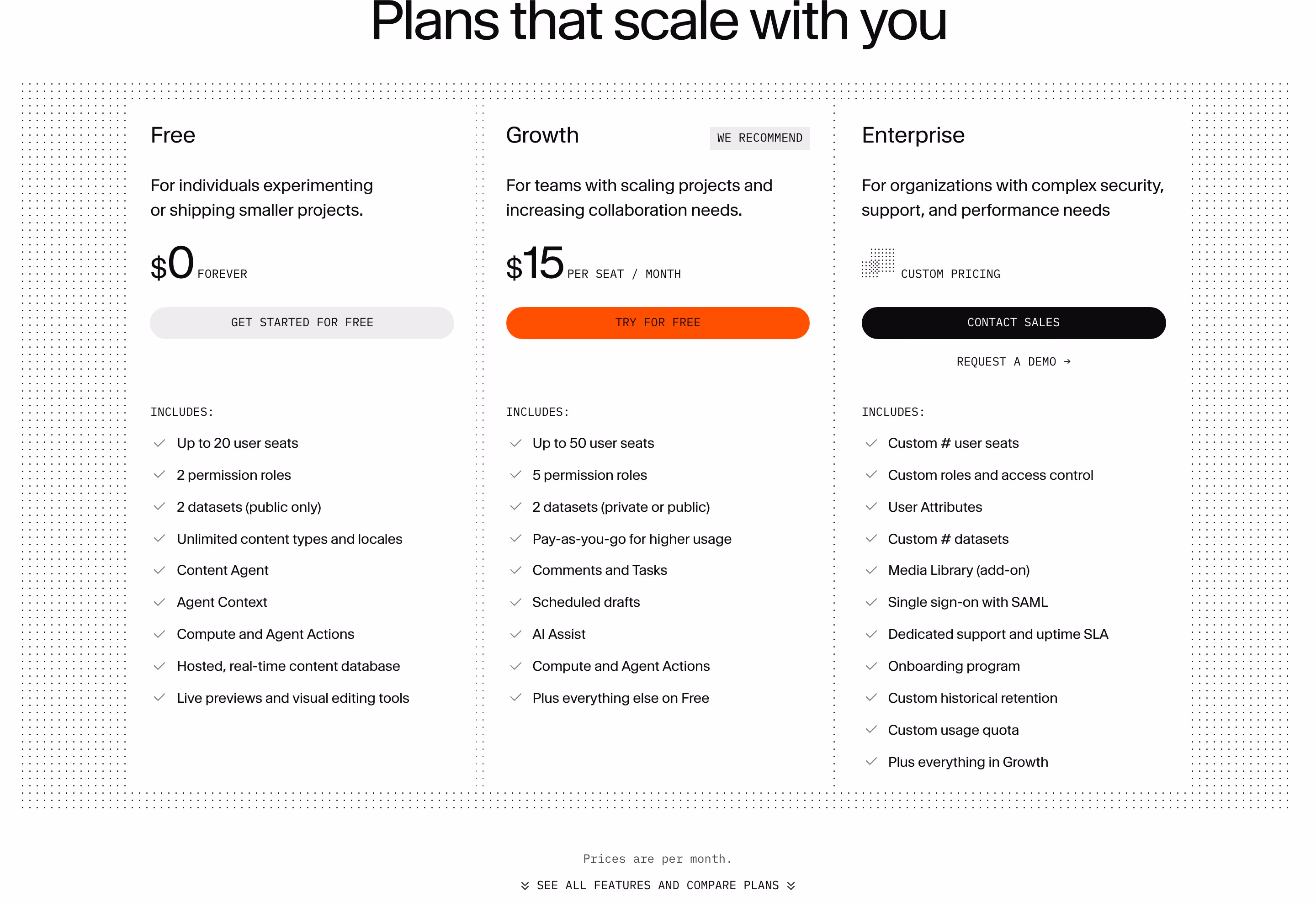 Sanity Pricing section design