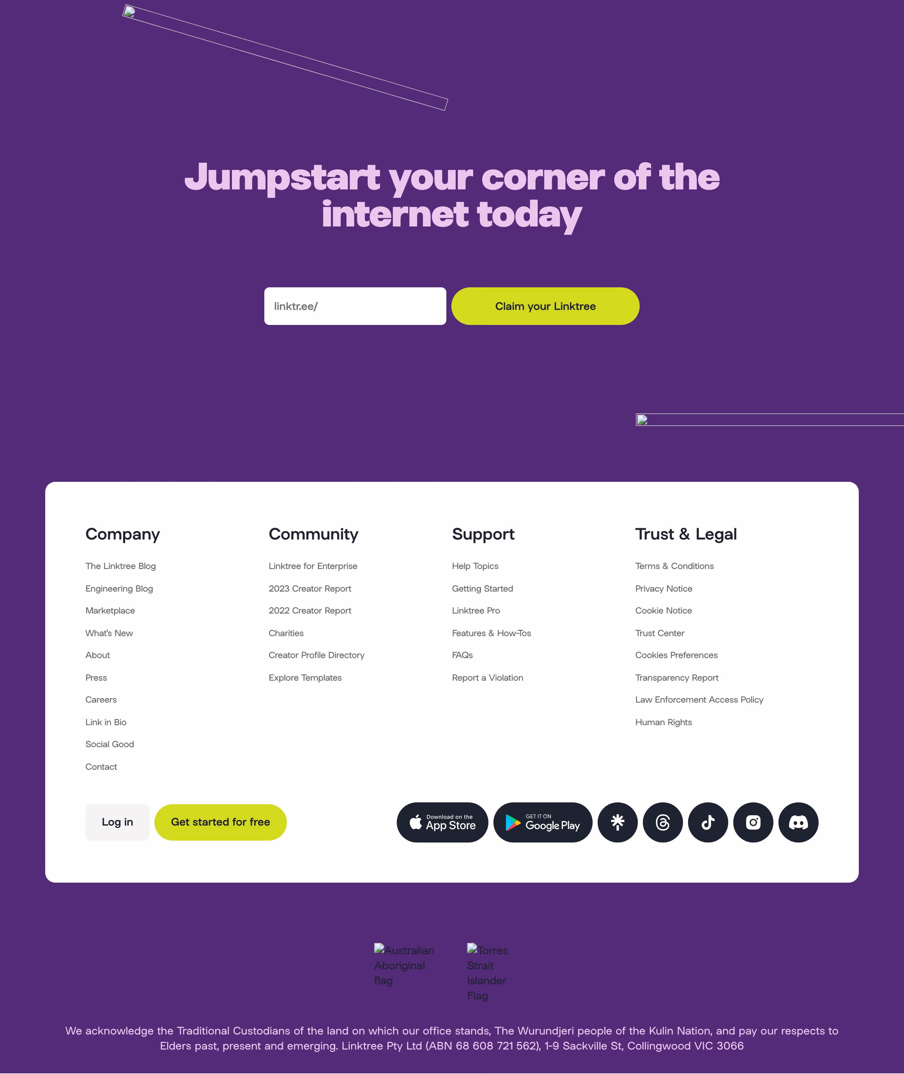 Linktr Footers section design