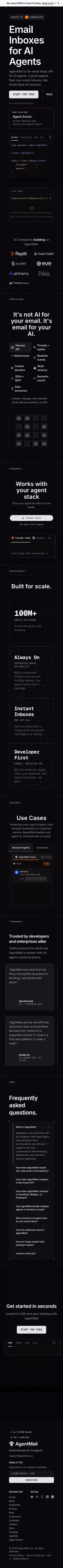 Agentmail mobile design — Developer Tools
