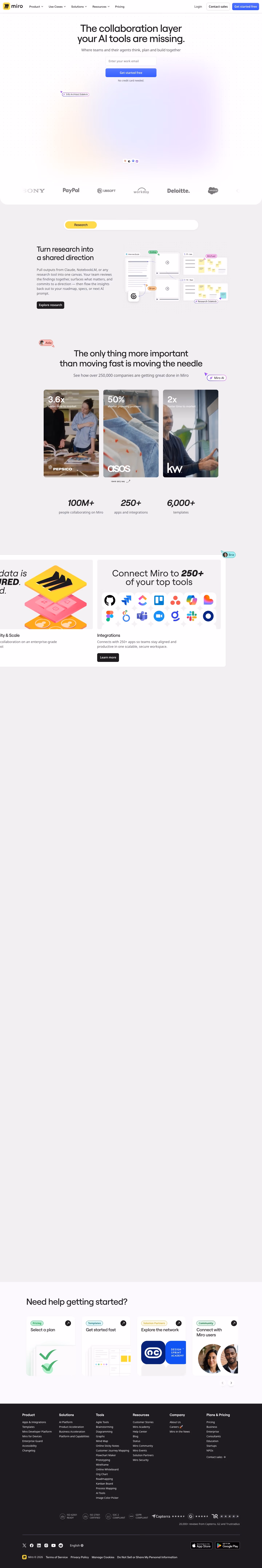 Miro landing page design — Productivity