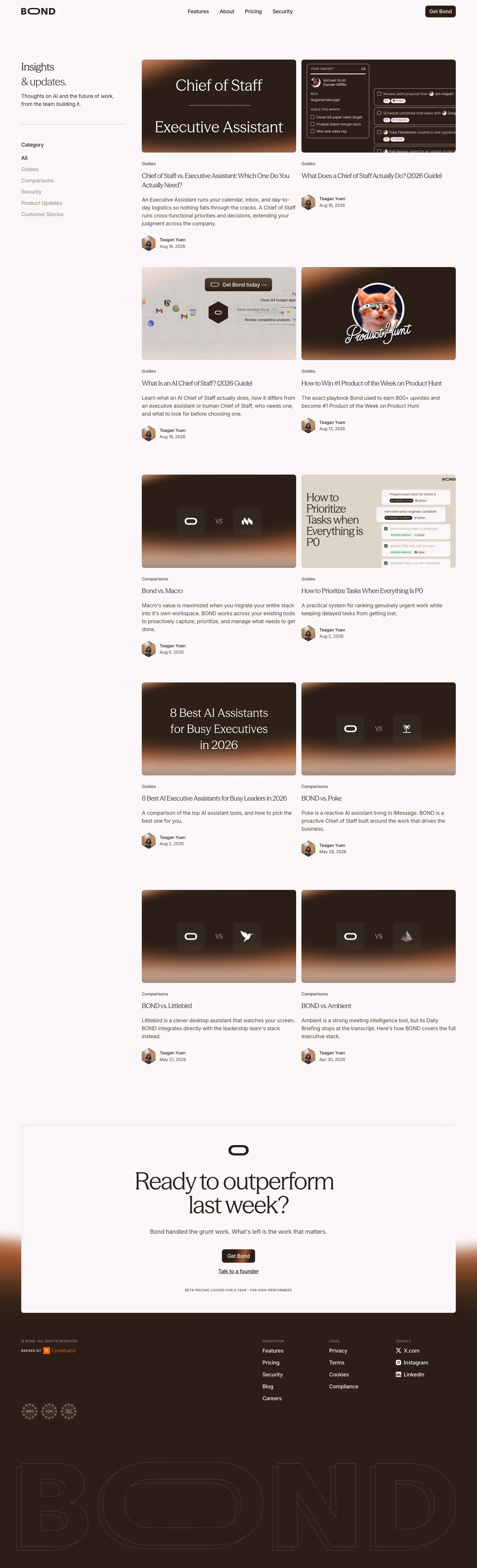 Bondapp Blog pages section design