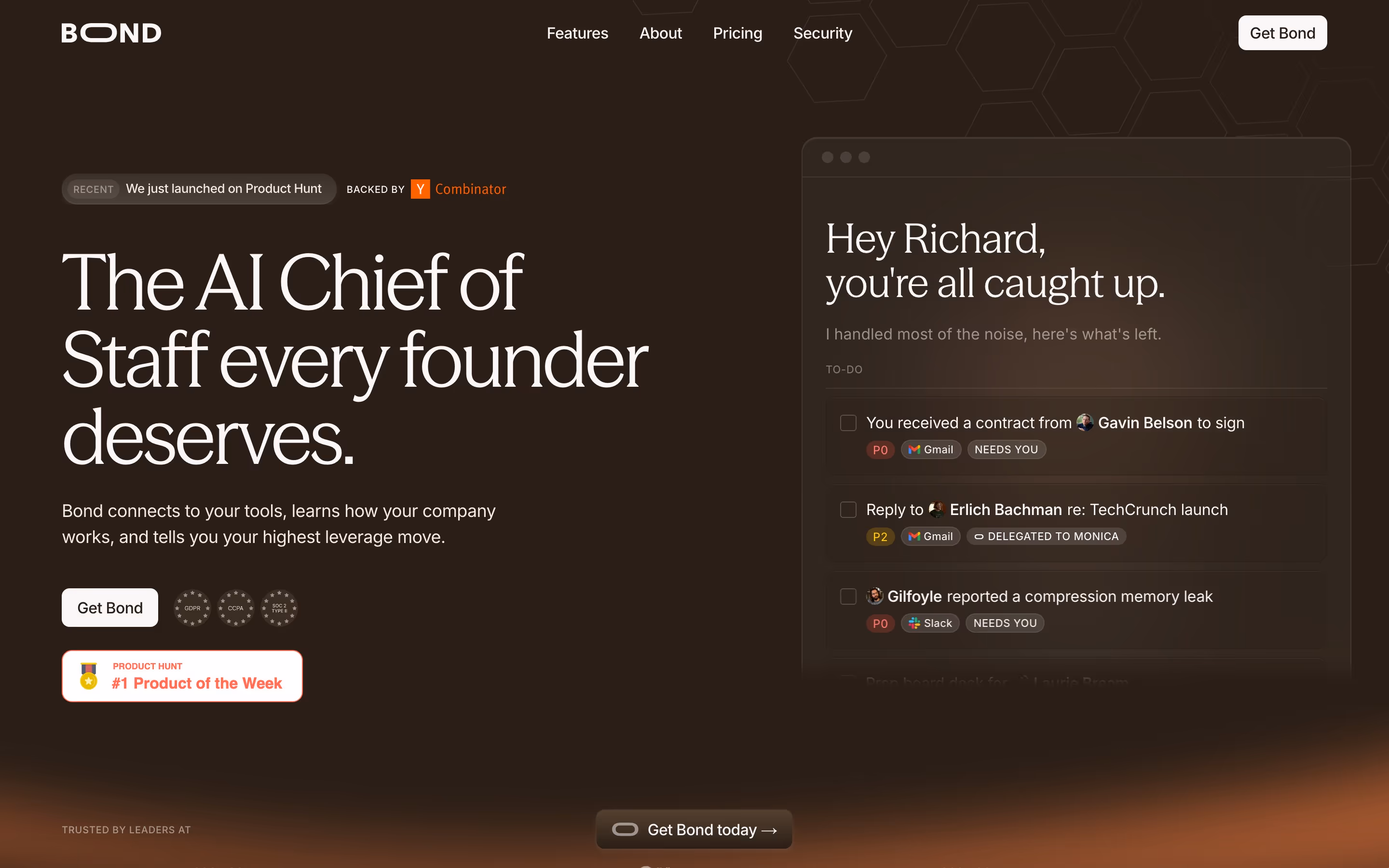 Bondapp Heroes section design