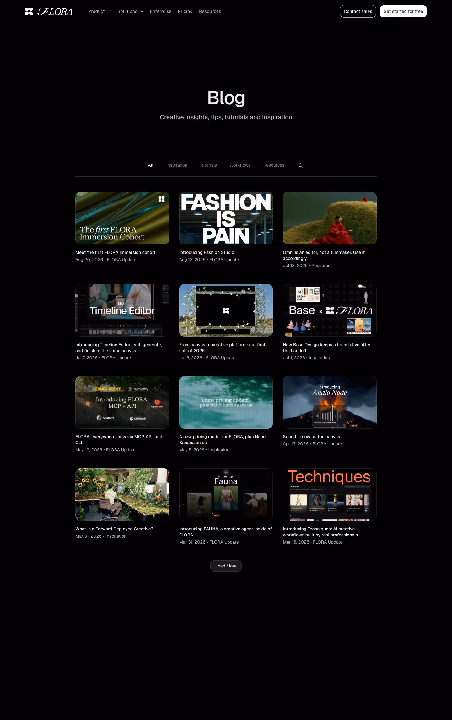 Flora Blog pages section design