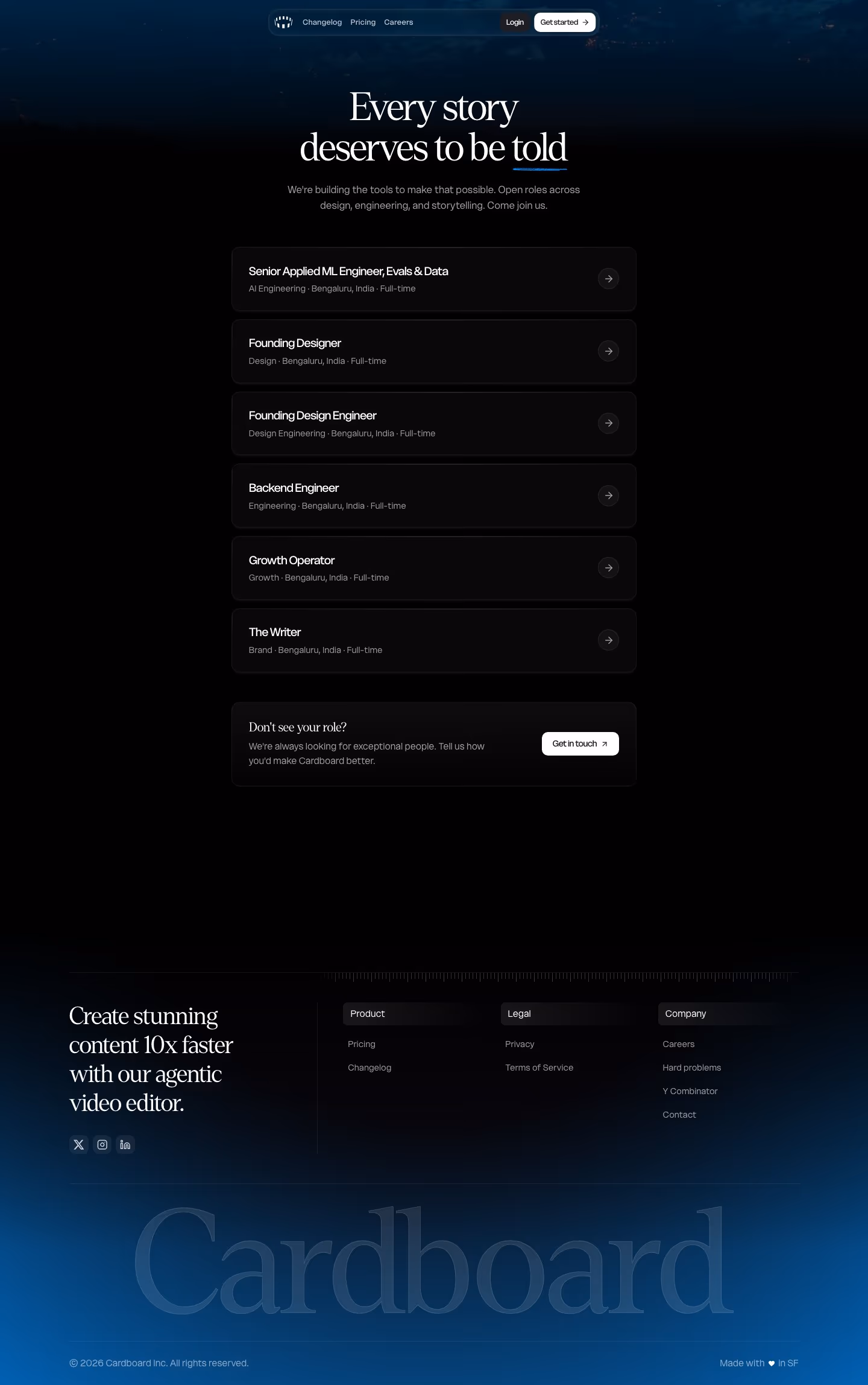 Usecardboard Careers pages section design