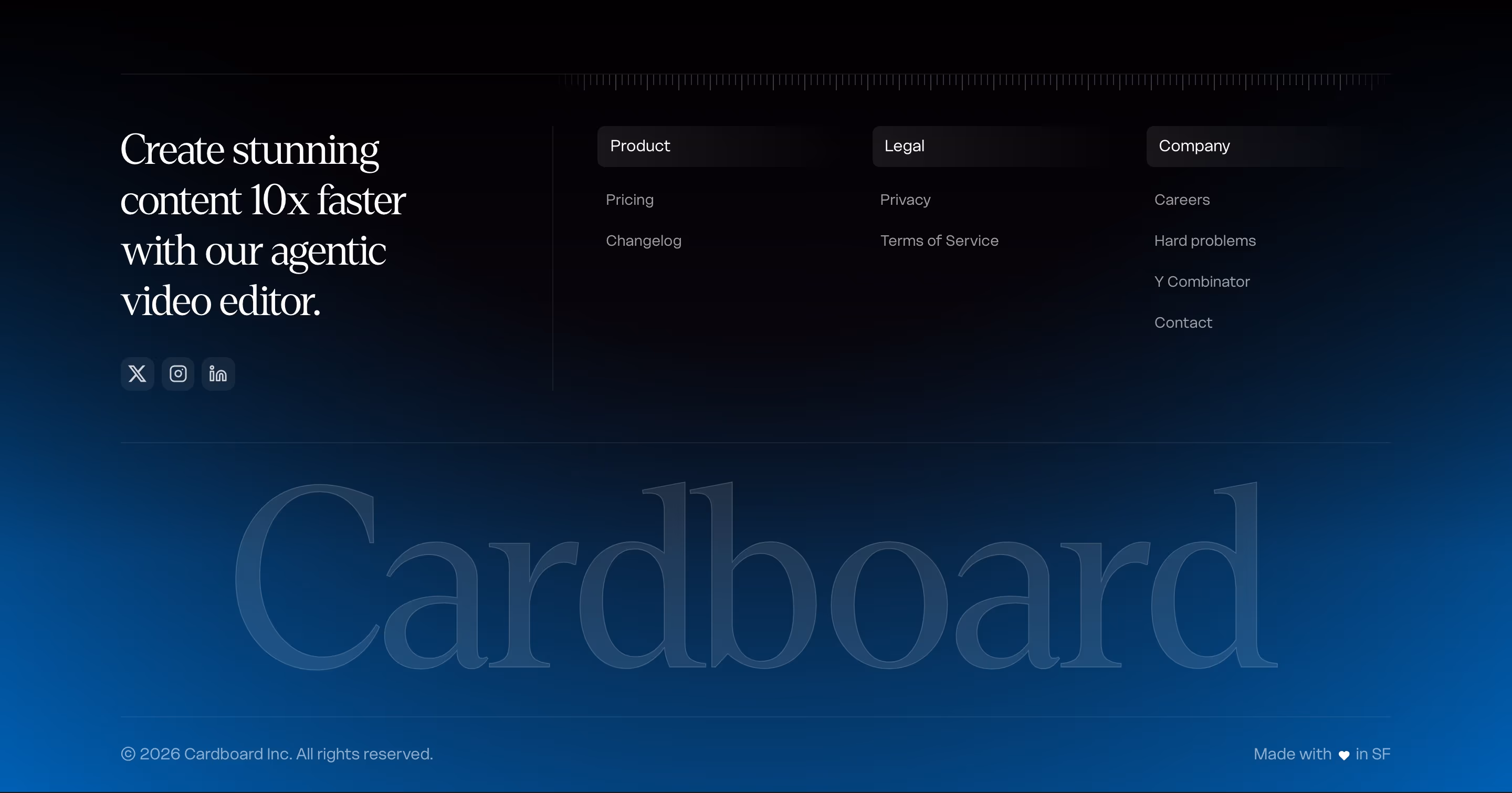 Usecardboard Footers section design