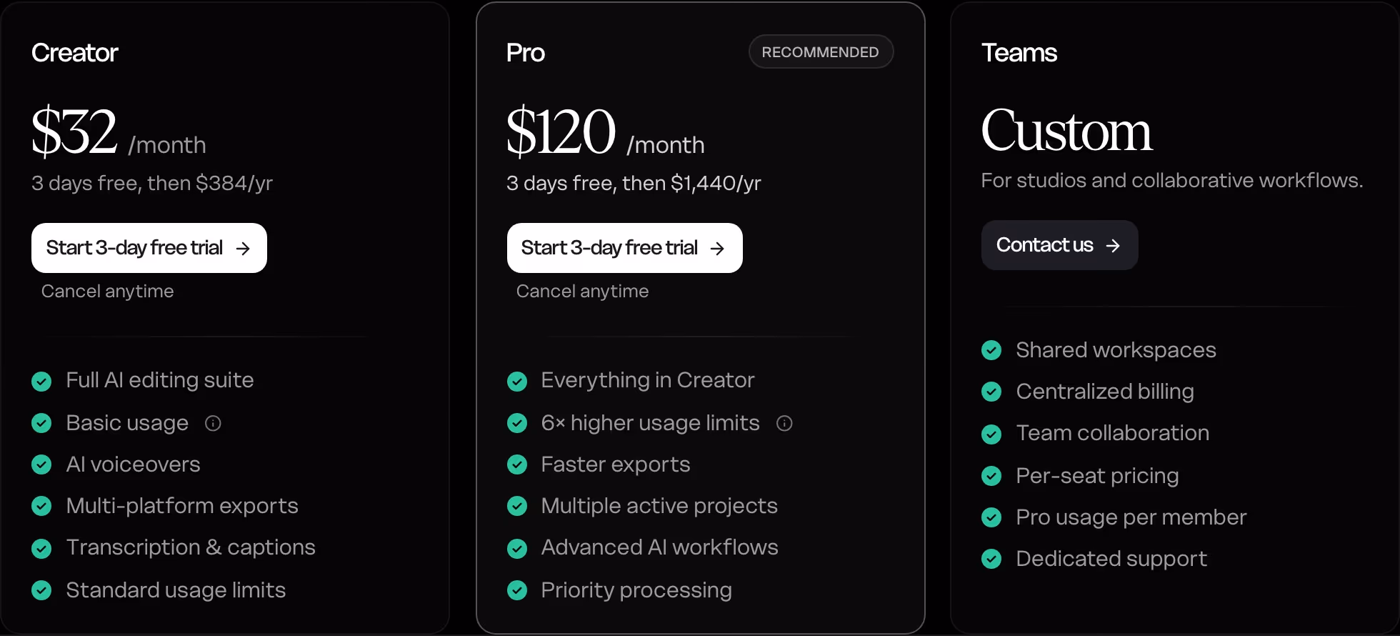 Usecardboard Pricing section design