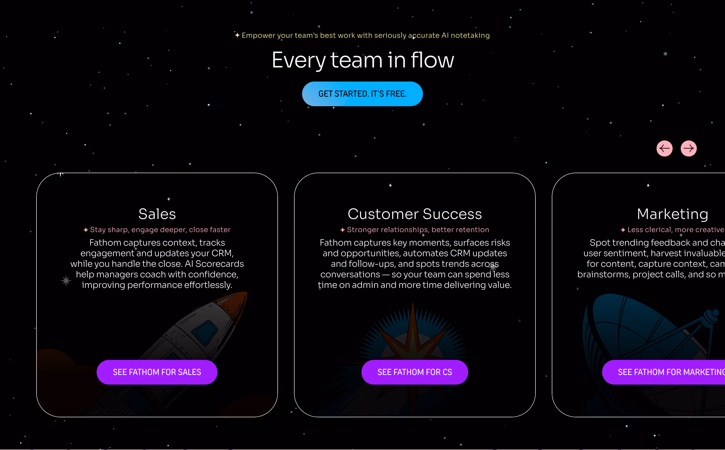 Fathom Features section design
