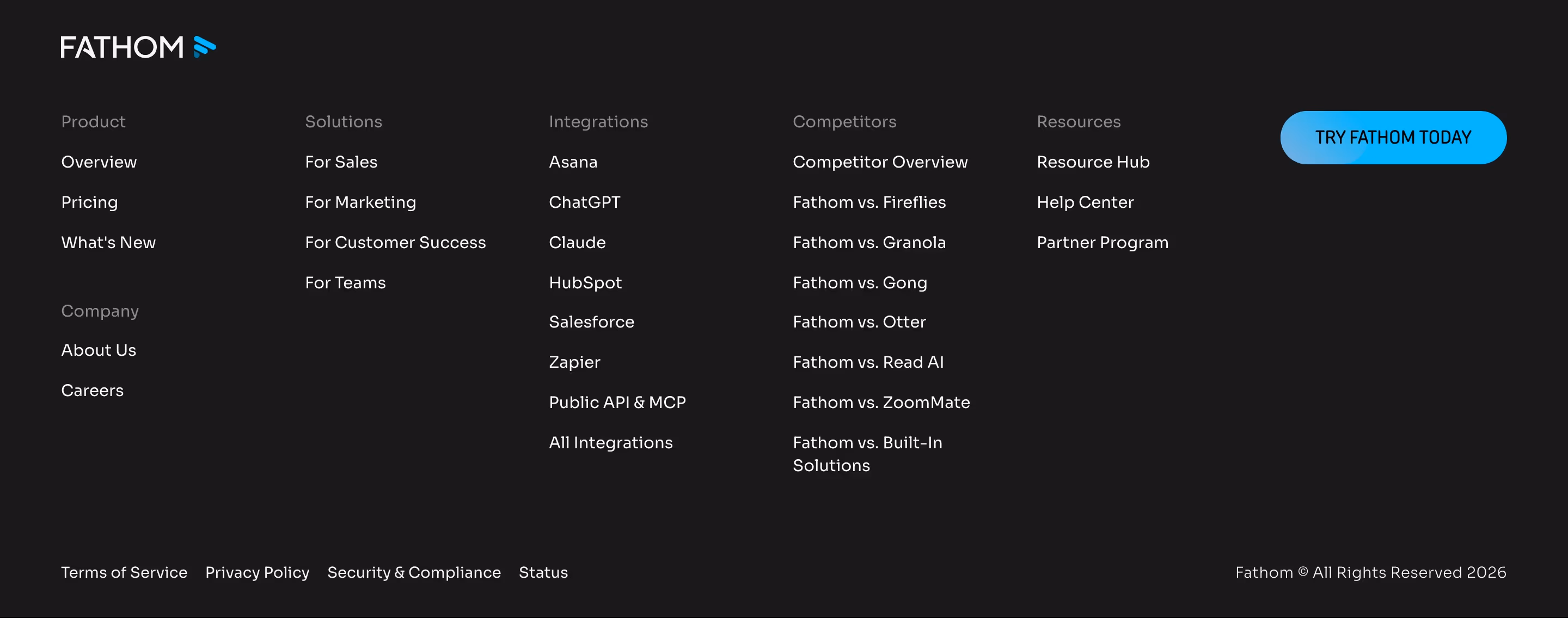 Fathom Footers section design