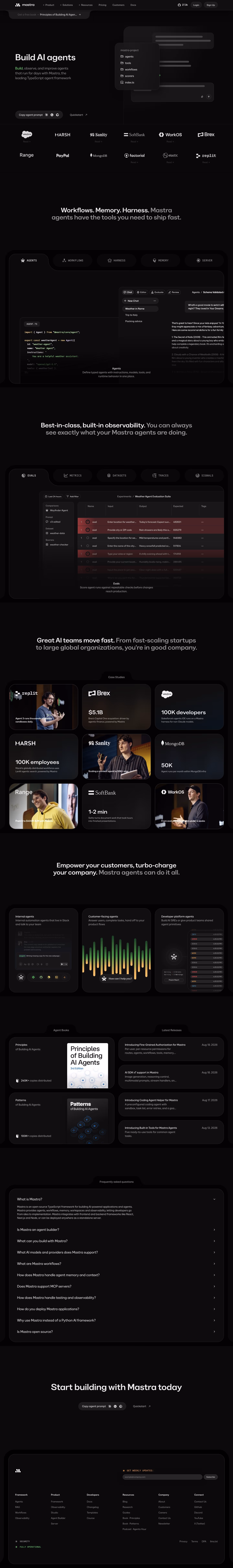 Mastra landing page design