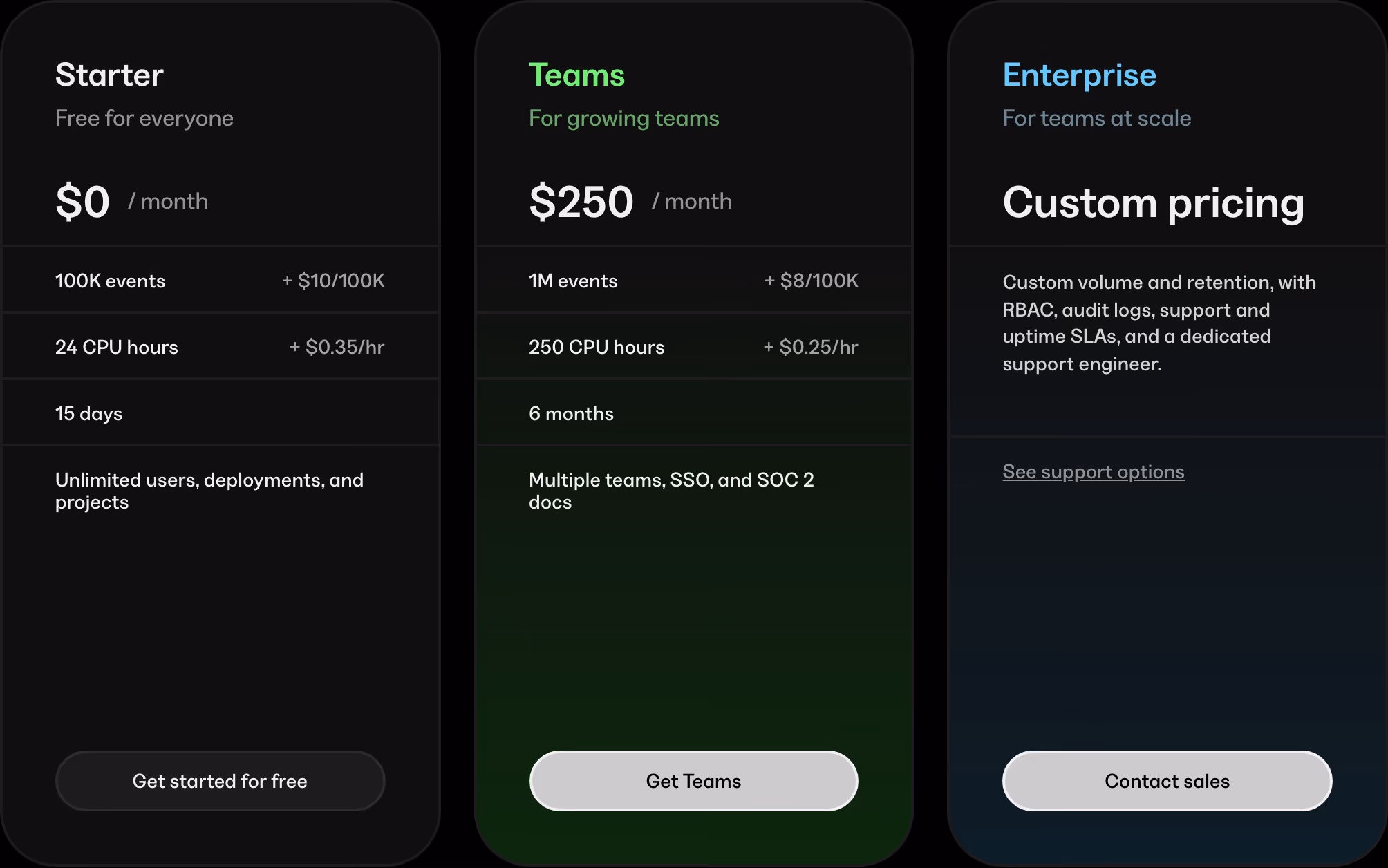 Mastra Pricing section design