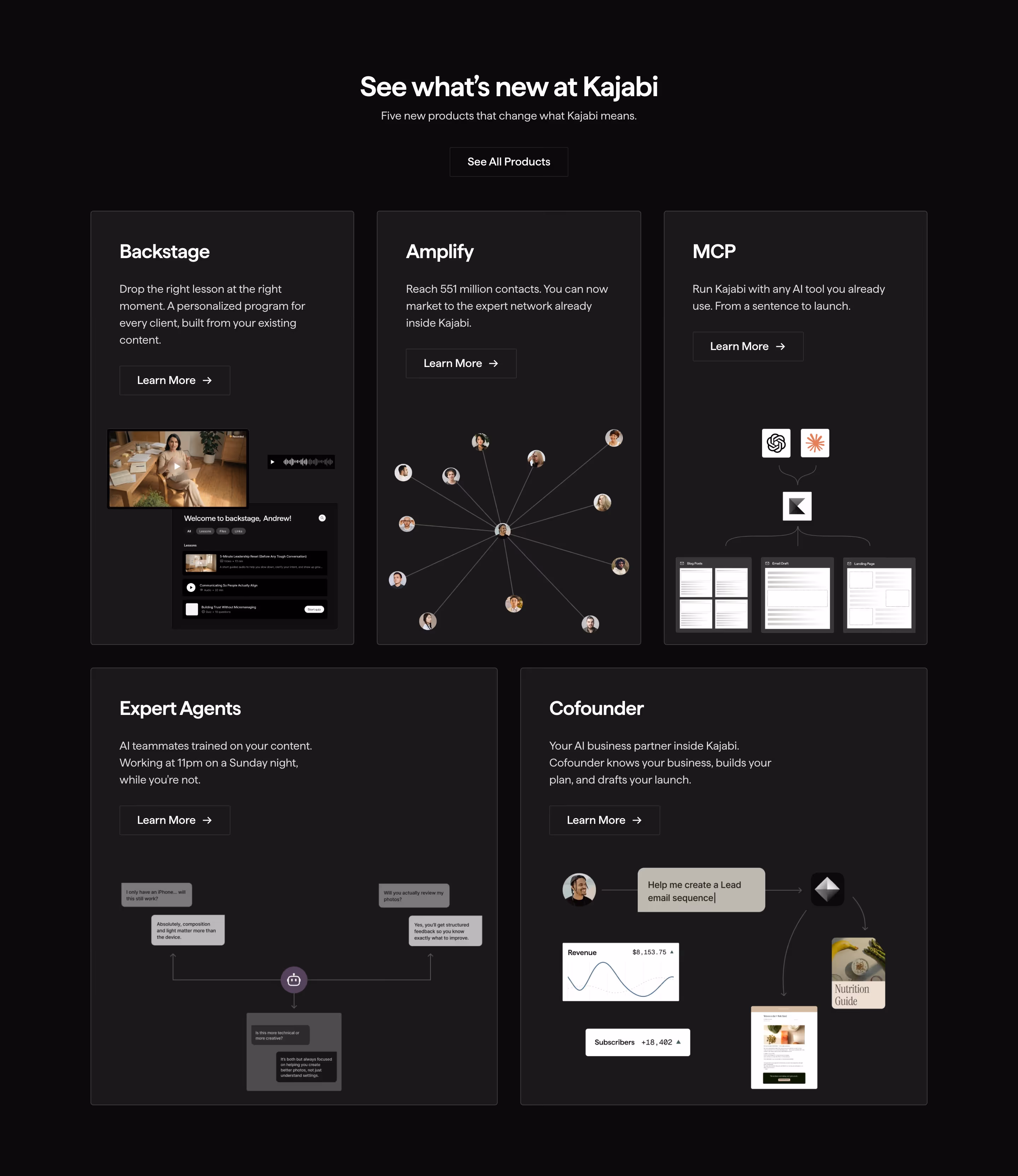 Kajabi Features section design