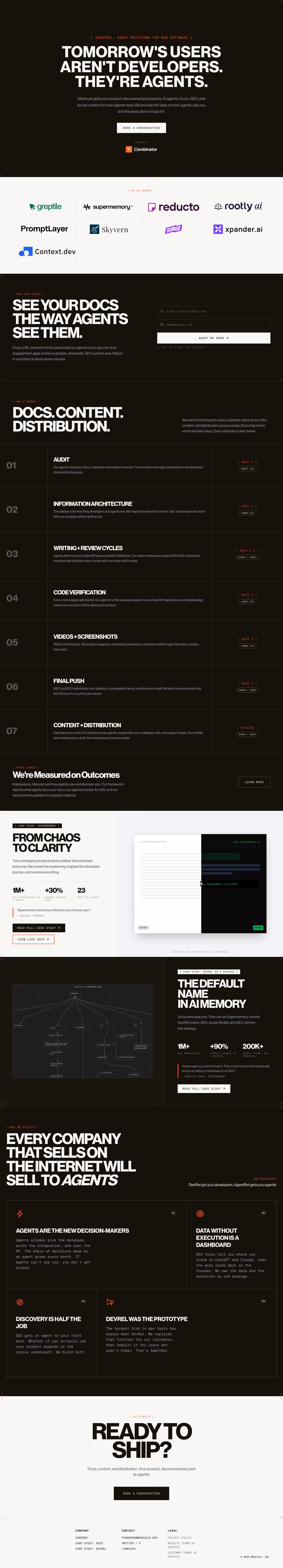Manicule landing page design