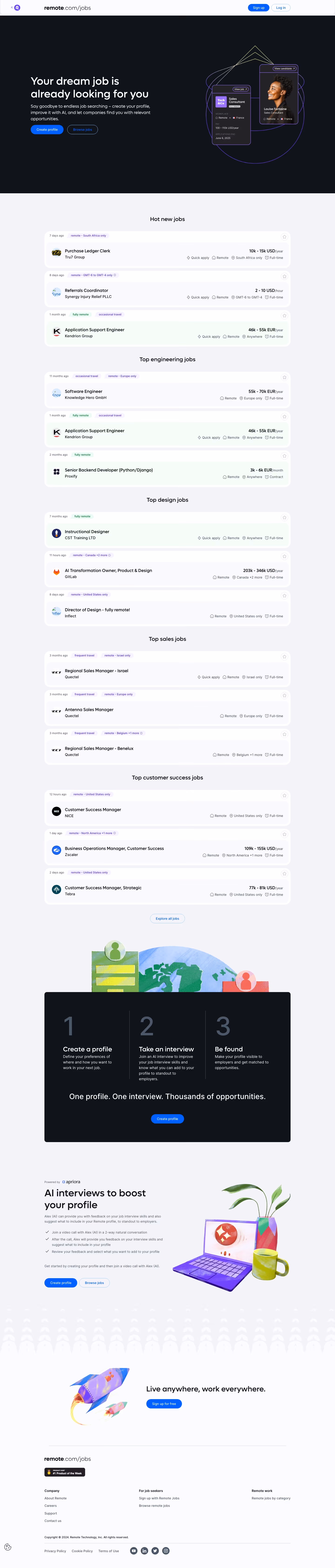 Remote Careers pages section design
