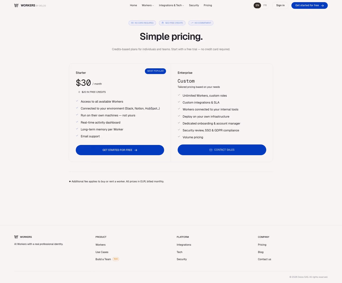 Aiworkers pricing & plan design — Productivity