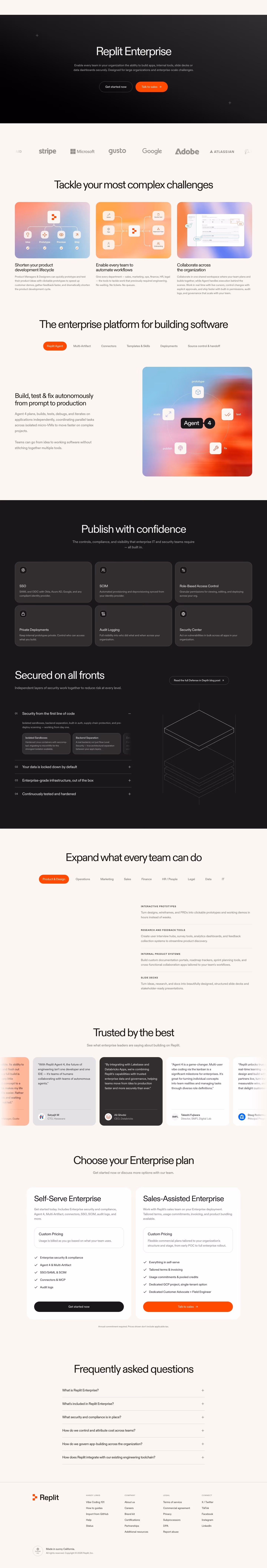 Replit Contact Us section design