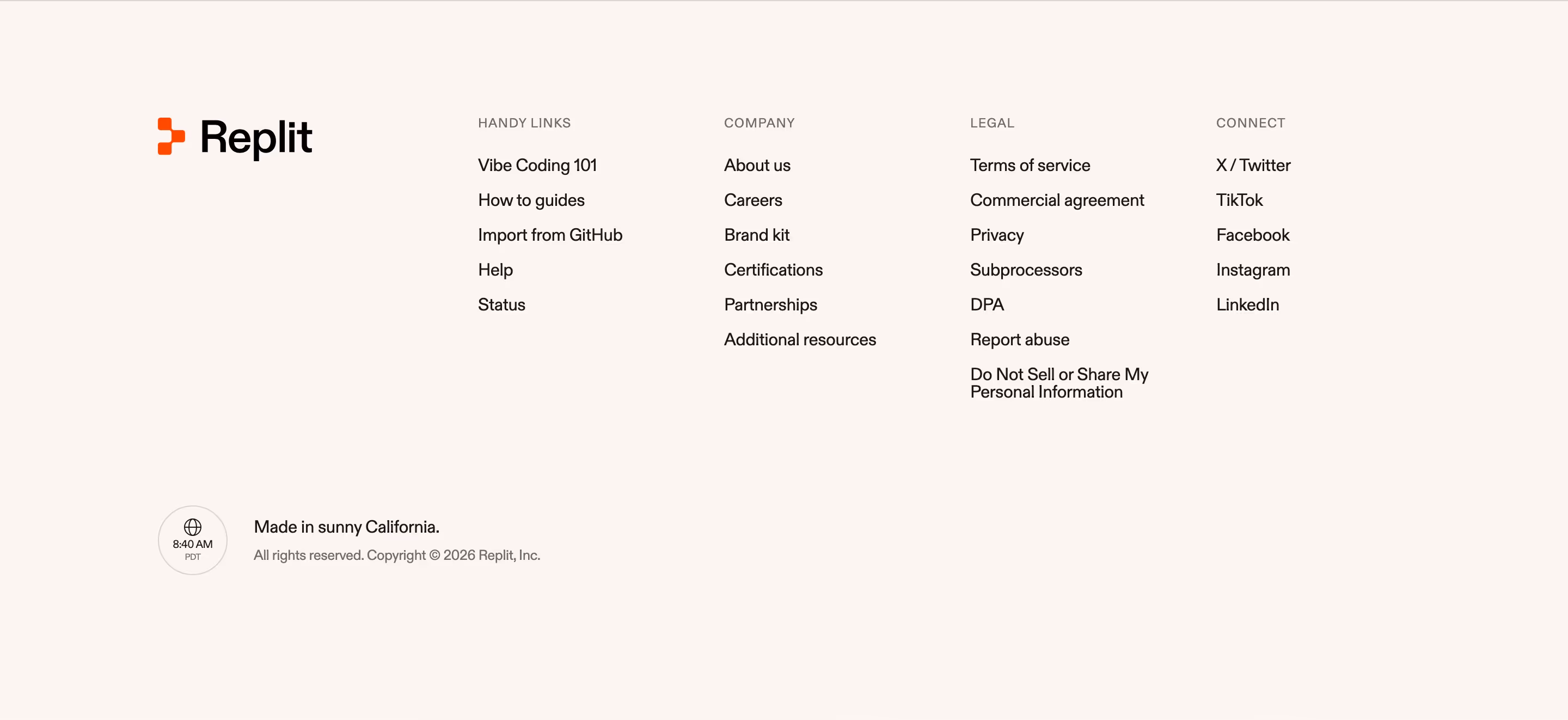 Replit Footers section design