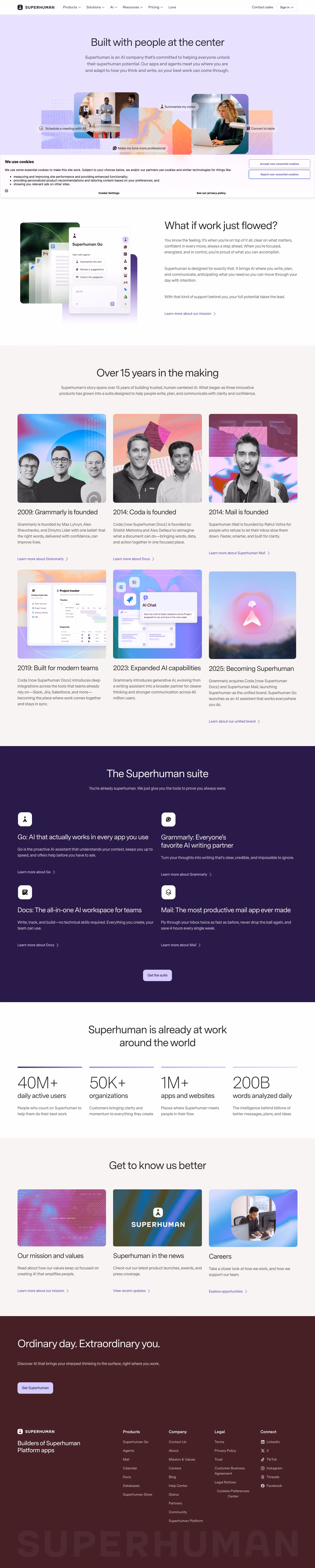 Superhuman About Us section design
