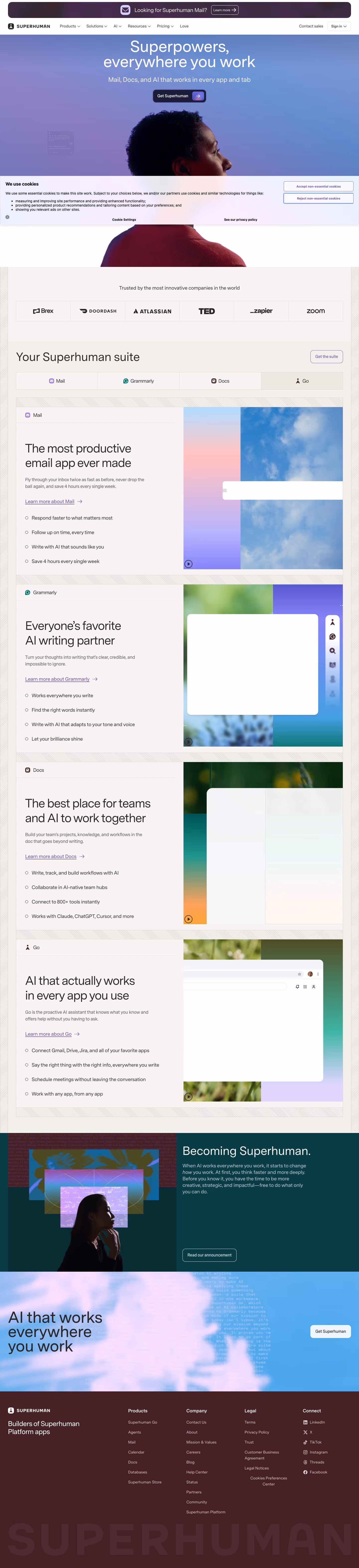 Superhuman landing page design — Productivity