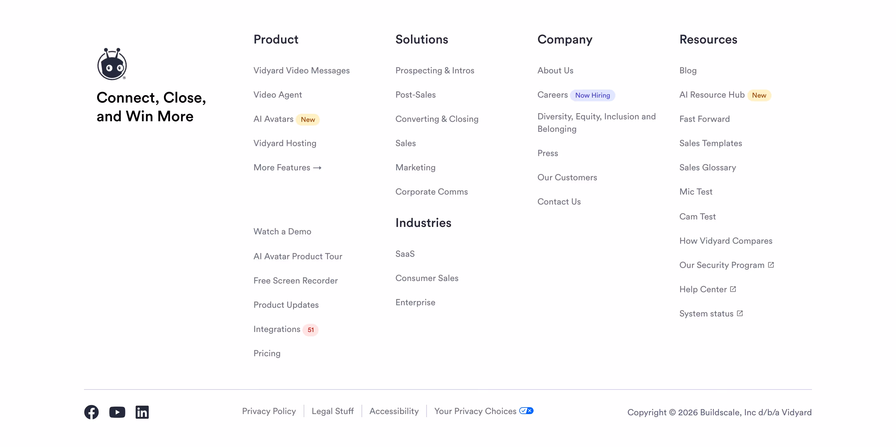Vidyard Footers section design
