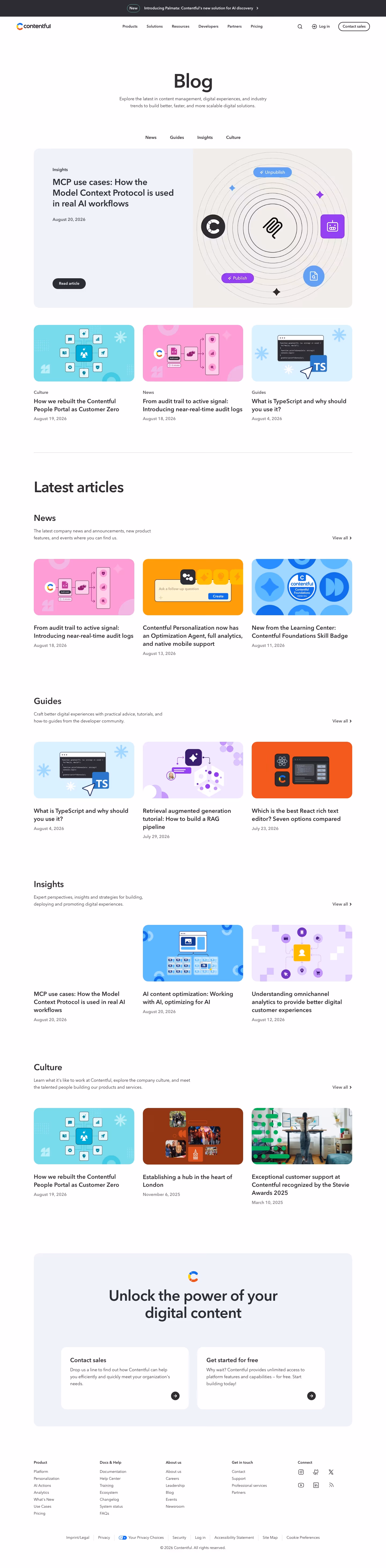 Contentful Blog pages section design