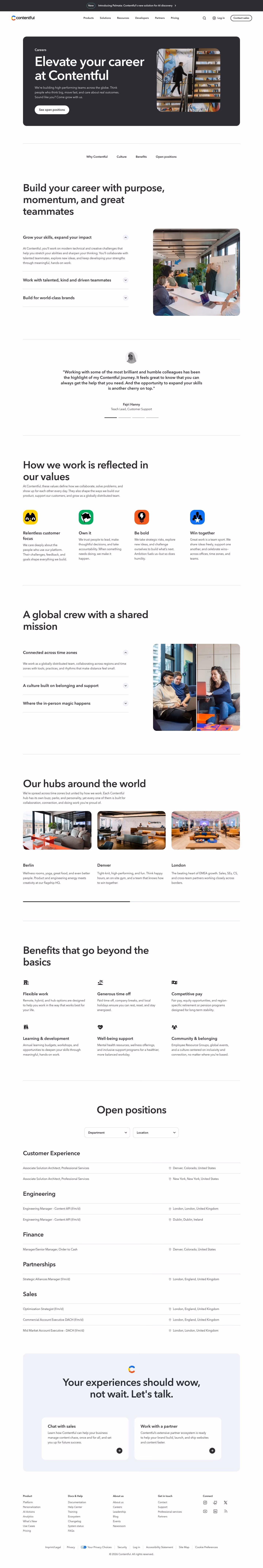 Contentful careers page design — Developer Tools