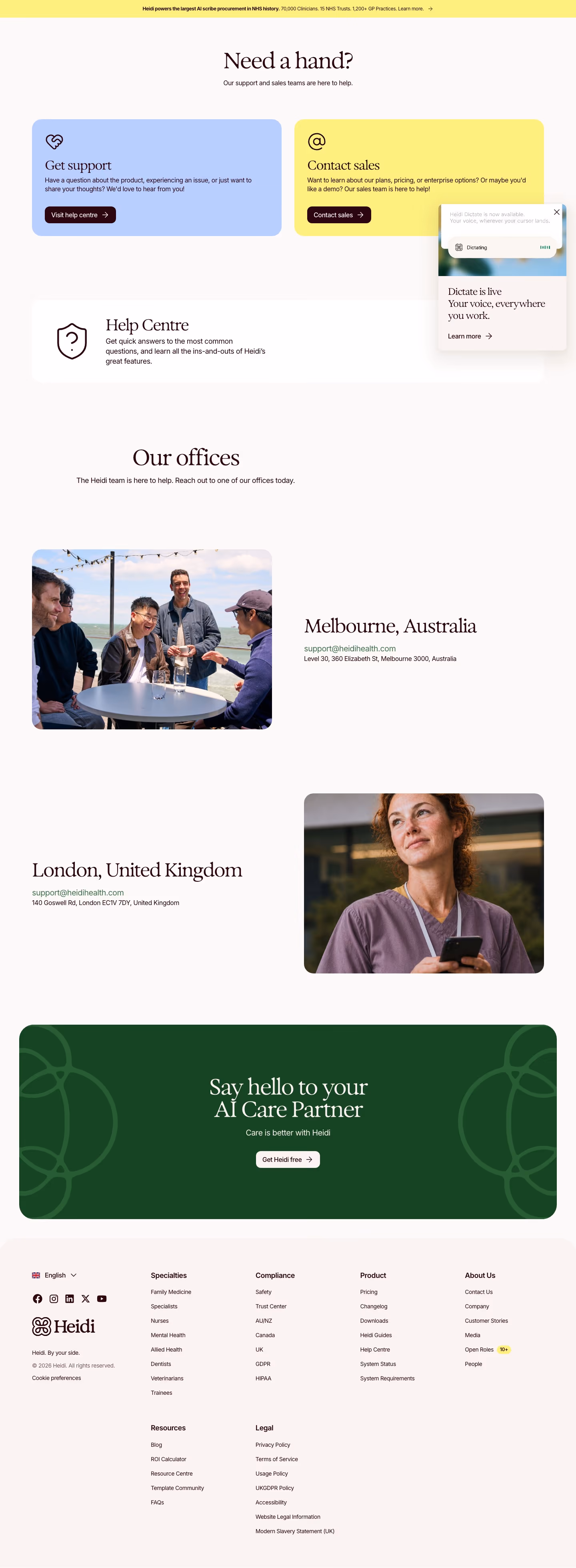 Heidihealth contact us design — Healthcare