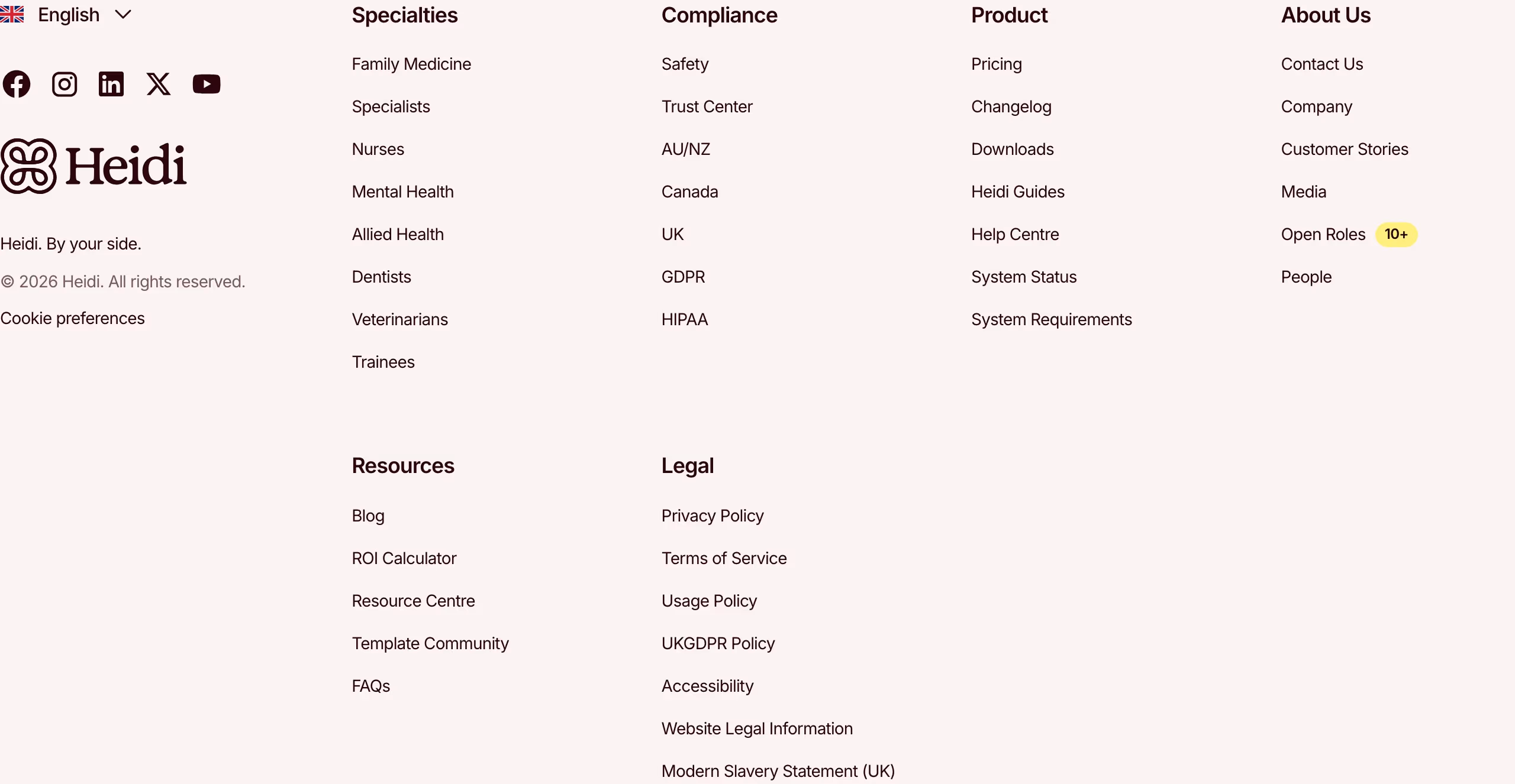 Heidihealth Footers section design