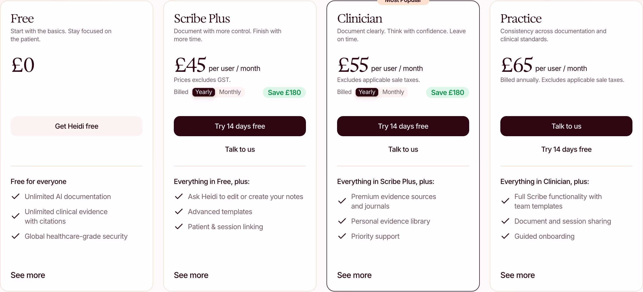 Heidihealth pricing design — Healthcare