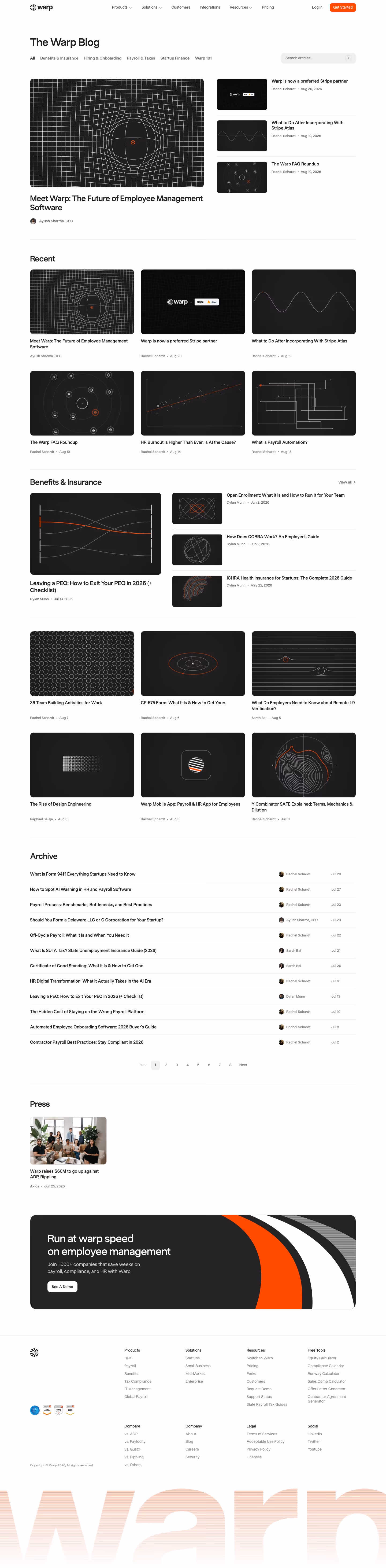 Warp blog page design — HR