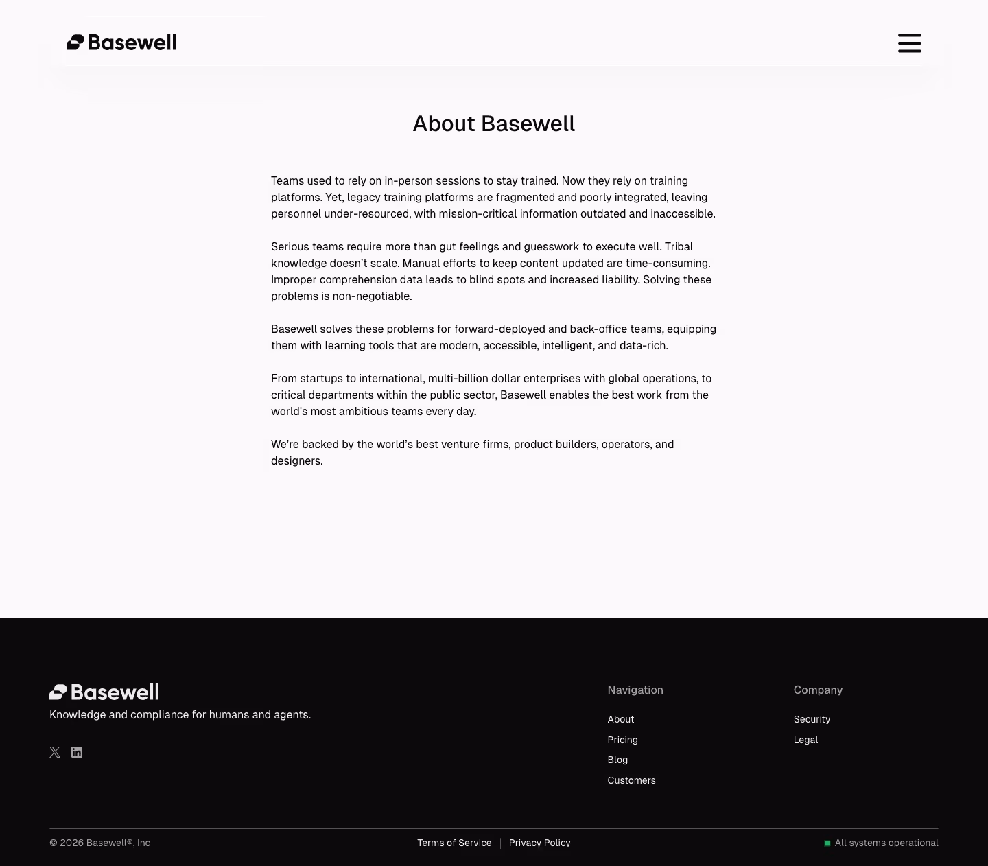 Basewell About Us section design