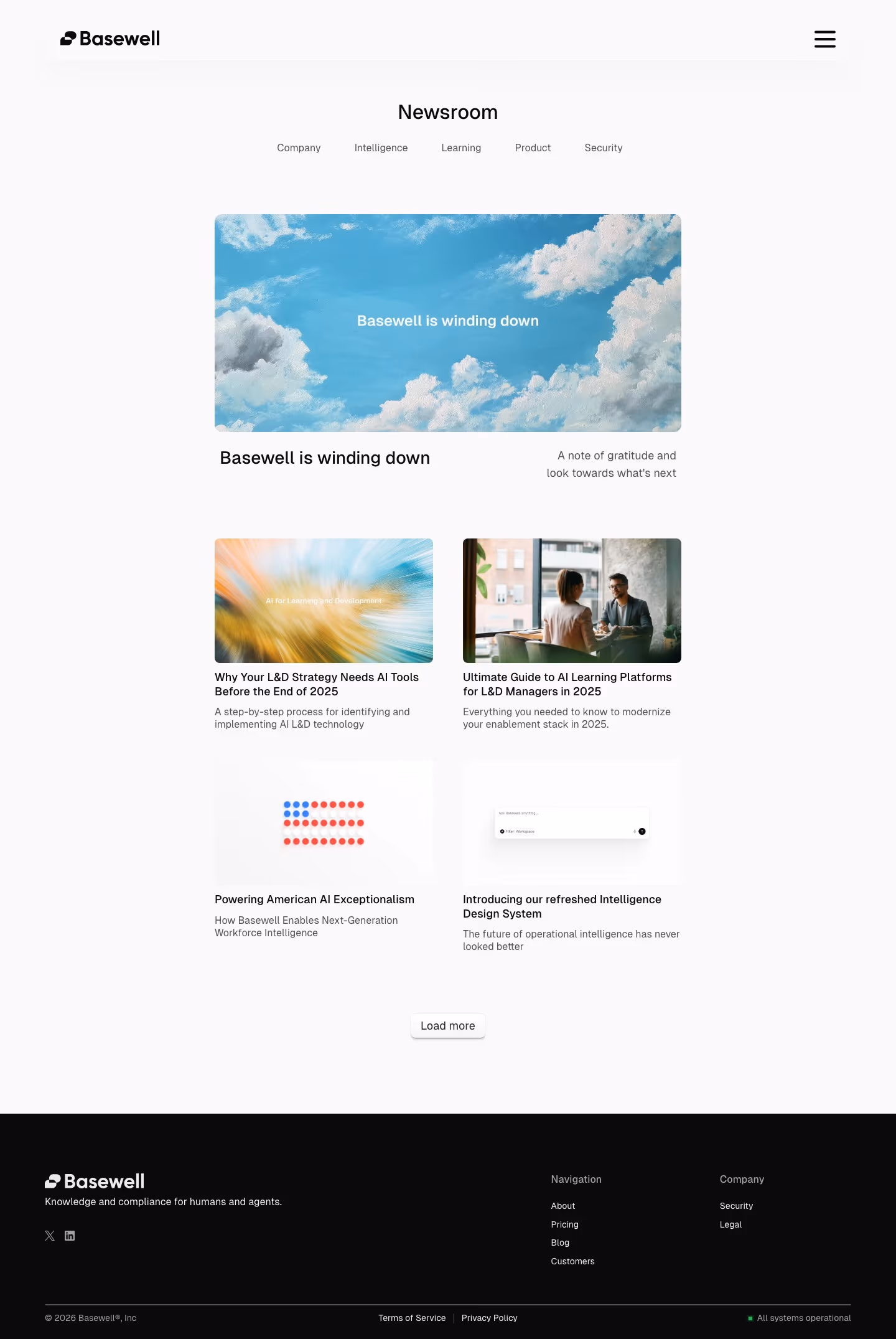 Basewell Blog pages section design