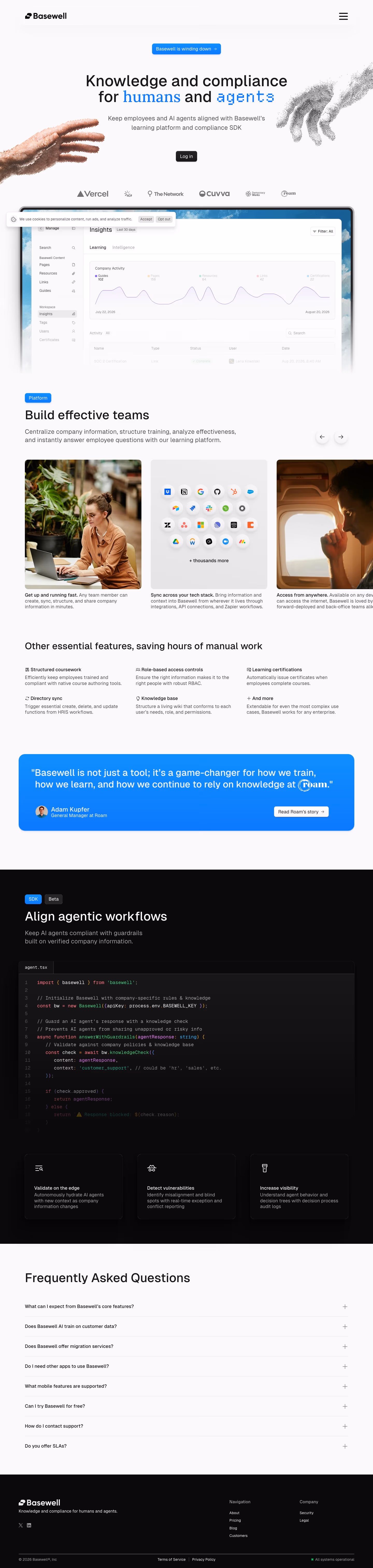 Basewell landing page design
