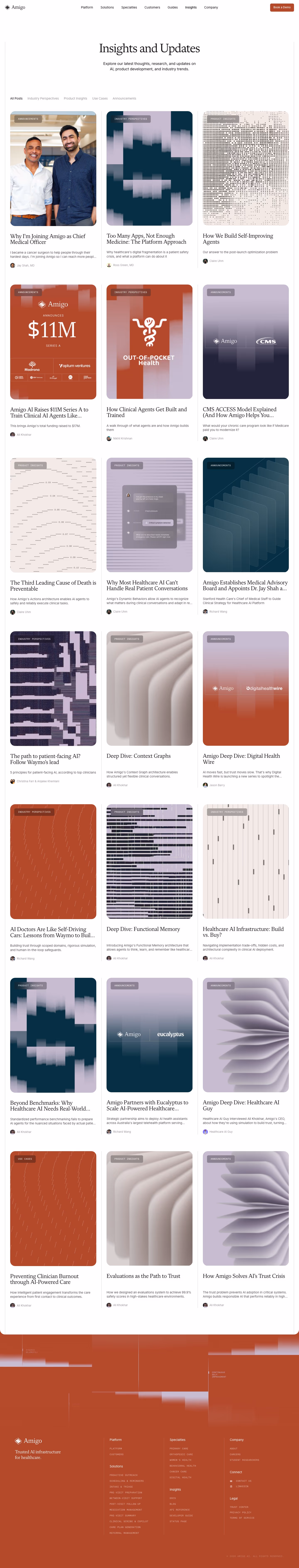Amigo Blog pages section design