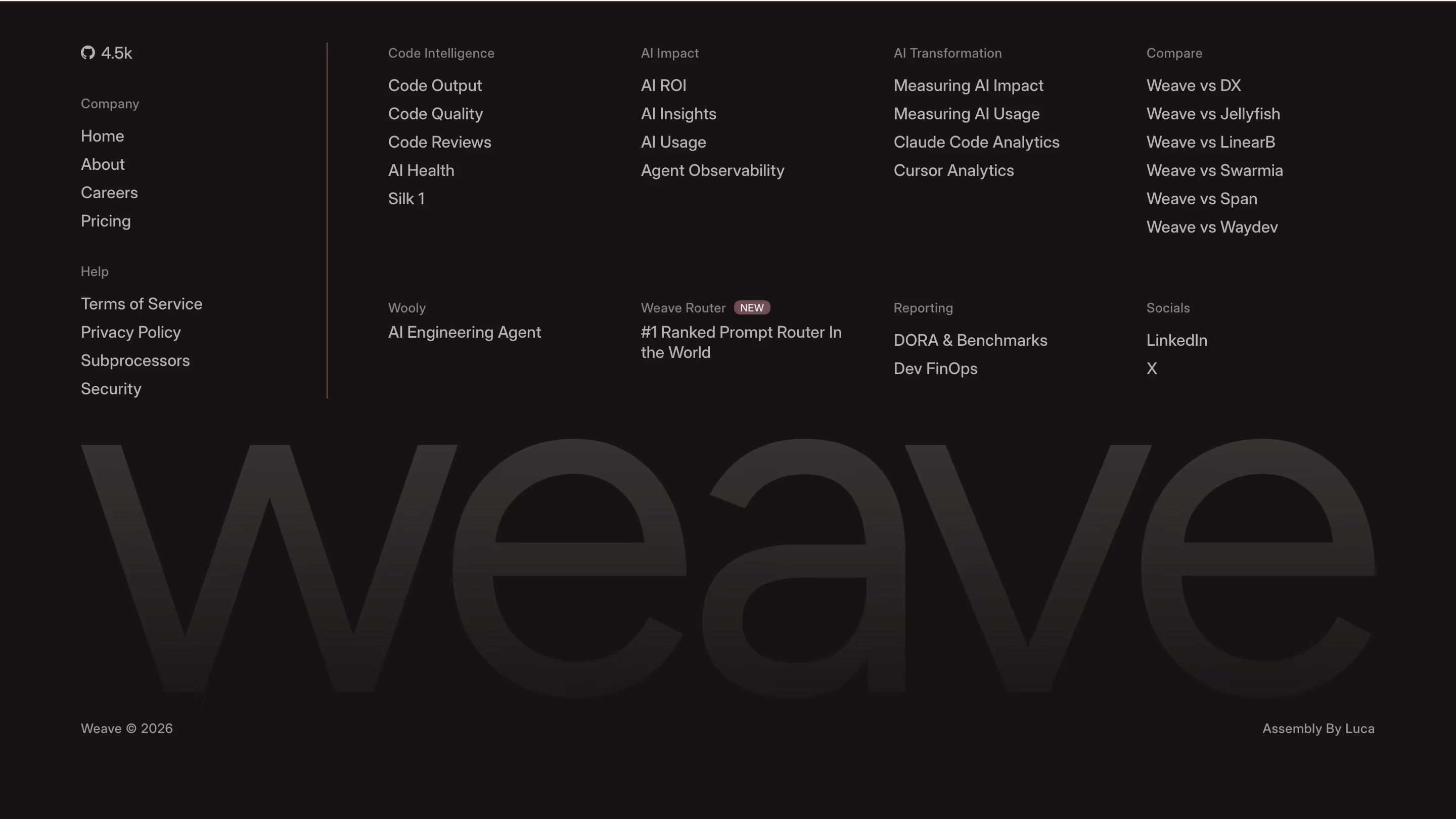 Weaveos footer design — Developer Tools