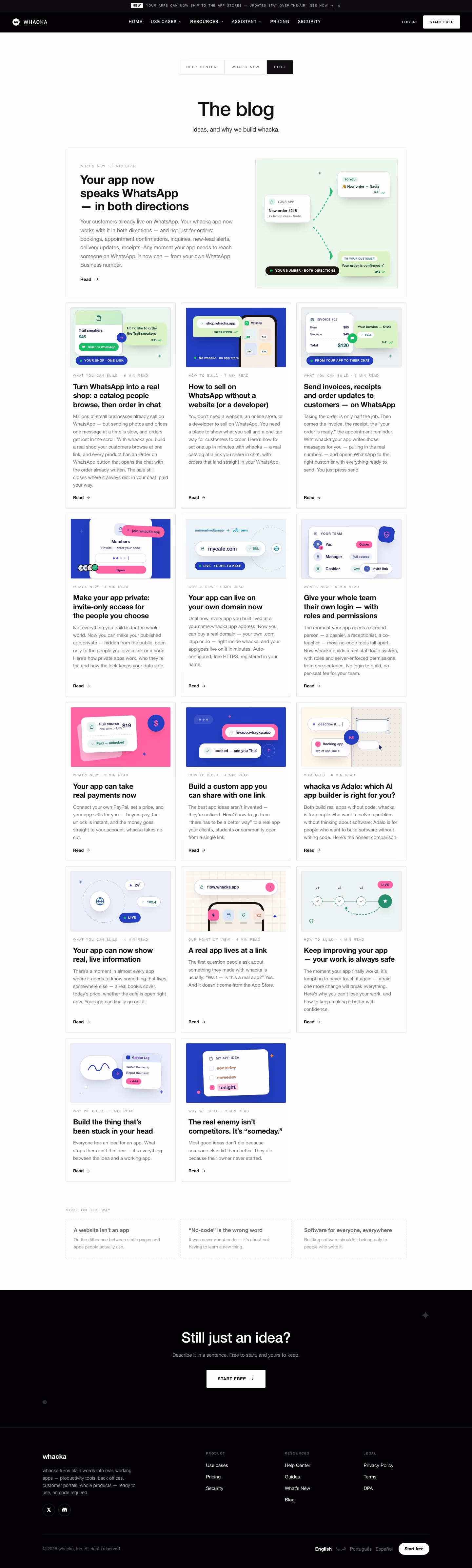 Whacka blog page design — AI