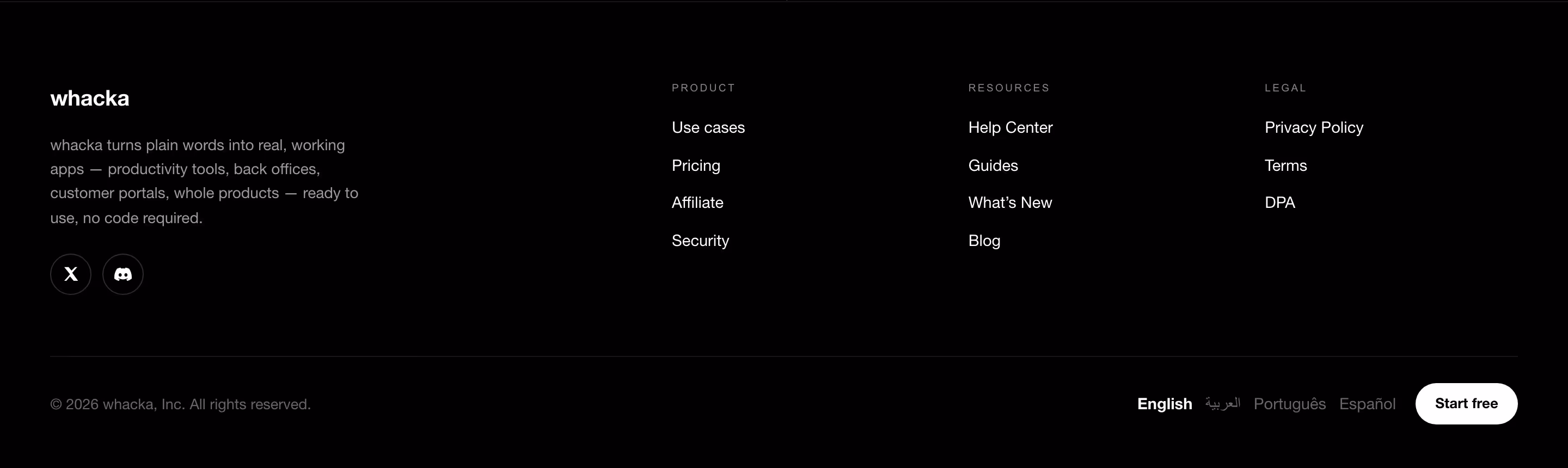 Whacka footer design — AI