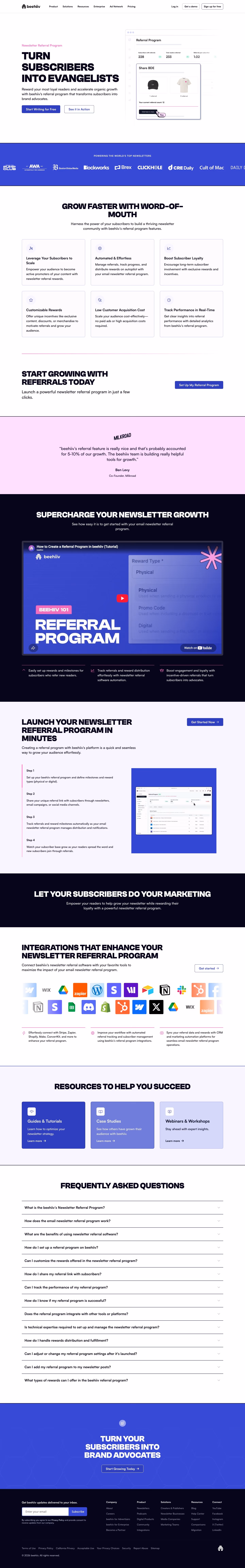 Beehiiv Affiliate pages section design