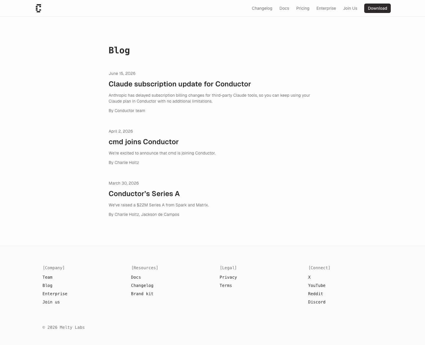 Conductor Blog pages section design