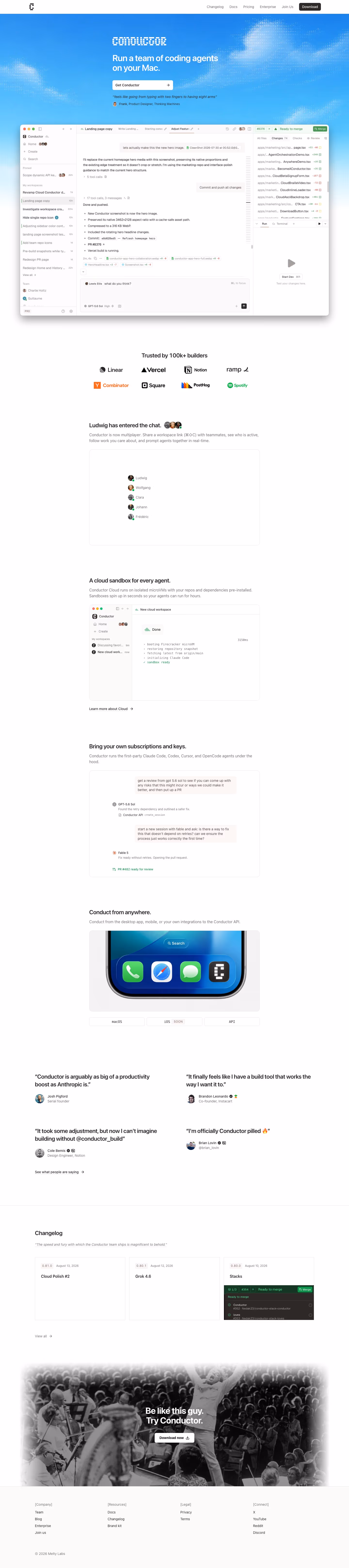 Conductor landing page design