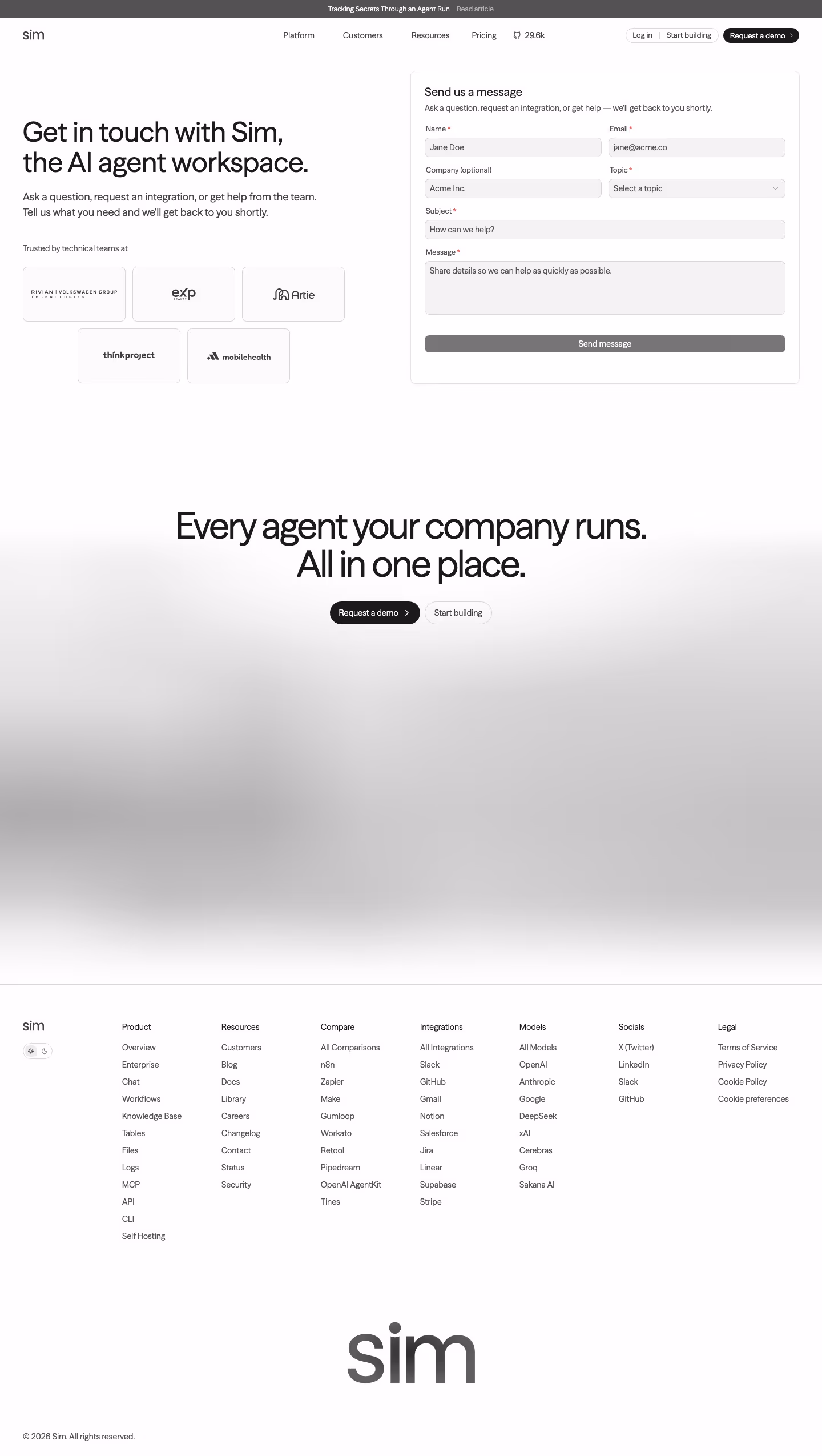 Sim contact us design — Sales & Support