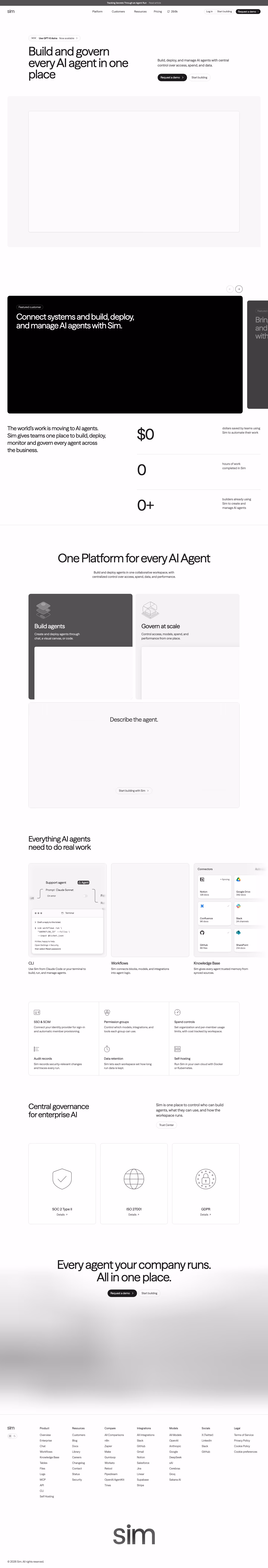Sim landing page design — Sales & Support