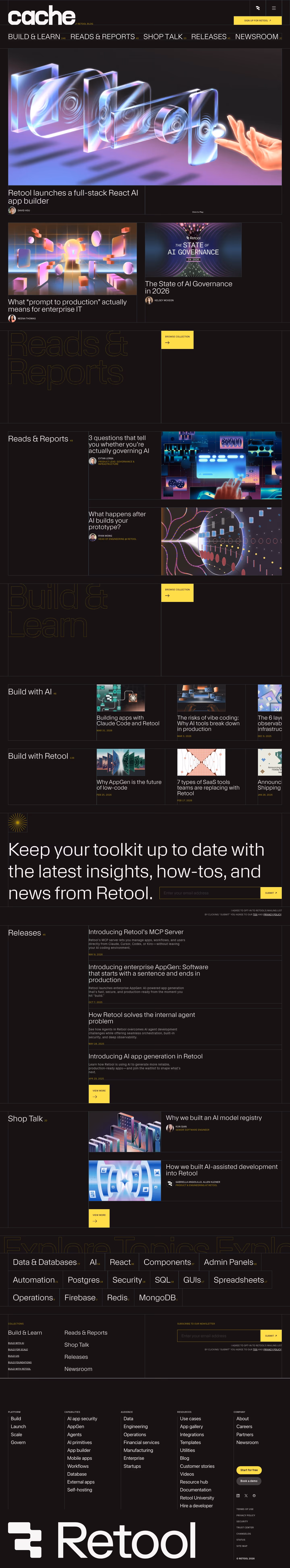 Retool Blog pages section design