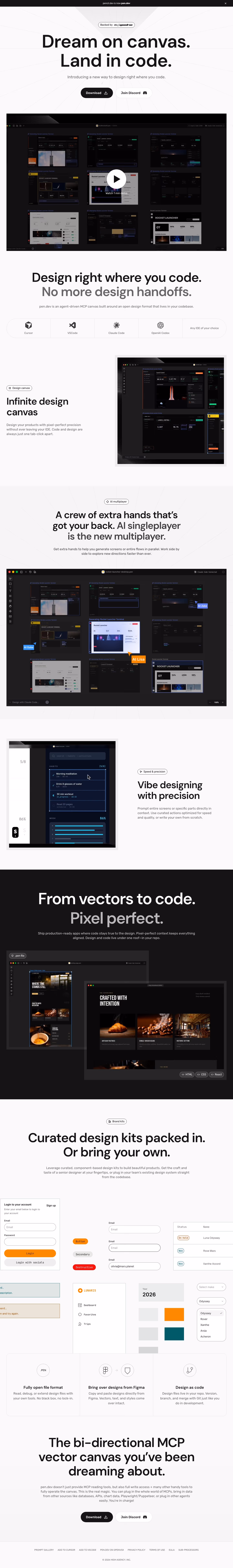 Pencil landing page design