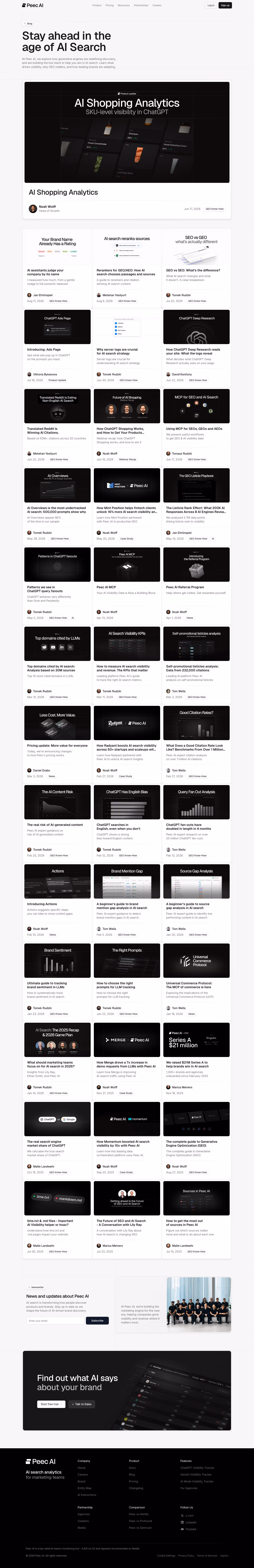 Peec Blog pages section design