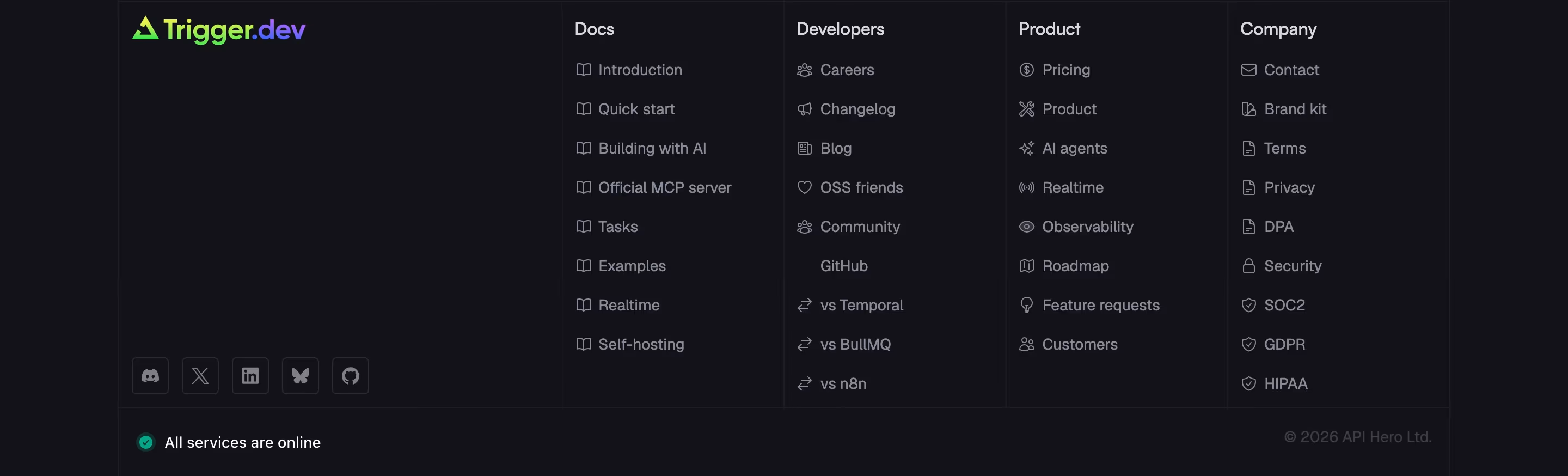 Trigger Footers section design