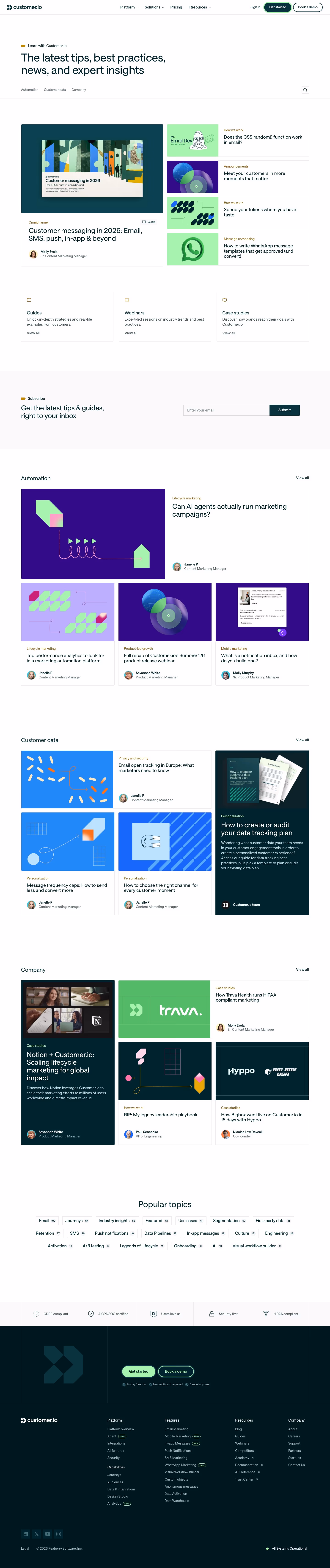 Customer Blog pages section design