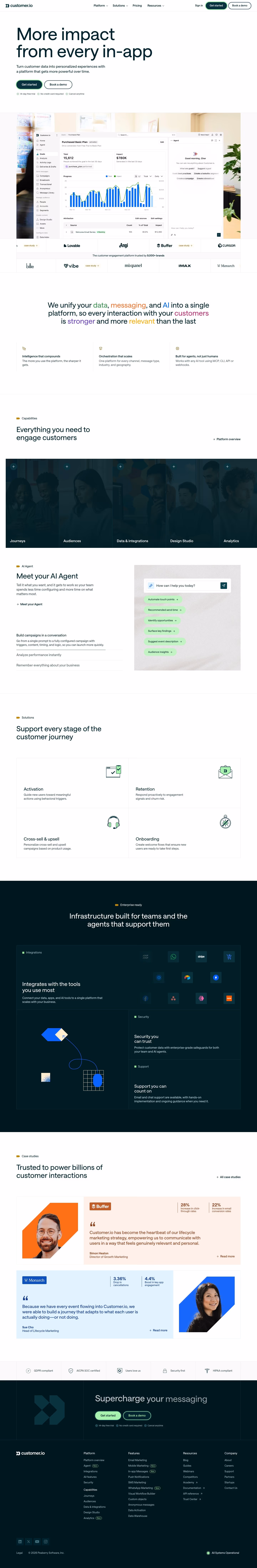 Customer landing page design
